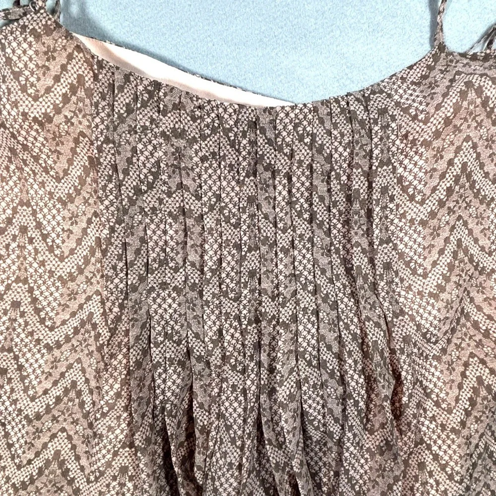 Victoria's Secret Chevron Pleated Babydoll‎ Dress L Earthy Boho Coquette Indie